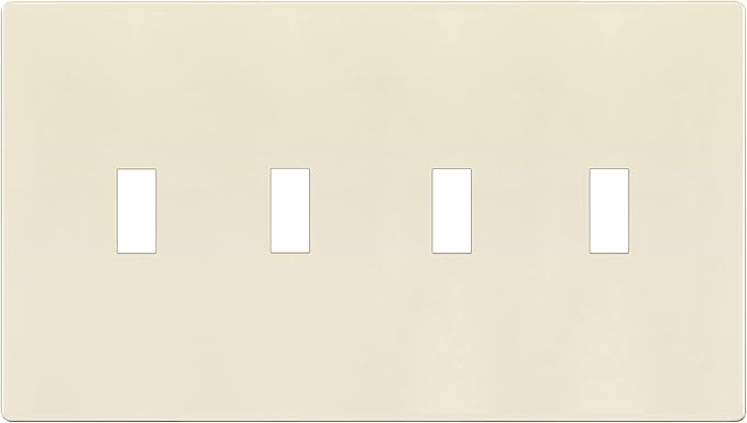 ENERLITES Screwless Quadruple Toggle Switch Wall Plate, Child Safe Light Switch Cover, Standard 4-Gang 4.68" x 8.38", Unbreakable Polycarbonate Thermoplastic, UL Listed, SI8814-LA, Light Almond