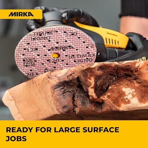 Mirka Ultimax Ligno 5 Inch 80 Grit Wood Sanding Discs Hook & Loop, 50 Pack