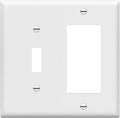 Enerlites 881131-W Decorator/Toggle Switch Wall Plate Combination, 2-Gang, White, Standard Size, Unbreakable Polycarbonate, Replacement Receptacle Faceplates Outlet Cover
