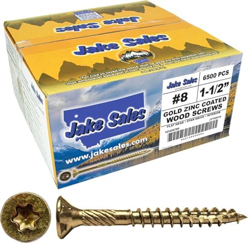 #8 x 1-1/2" General Purpose Gold Wood Screw, T20 Torx, Flat Head -Qty 6500