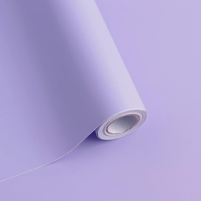 118"x17.7" Purple Wallpaper Solid Color Peel and Stick Wallpaper Purple Contact Paper Solid Color Self-Adhesive Removable Wall Paper for Wall Furniture Cabinet Covering Vinyl Rolls