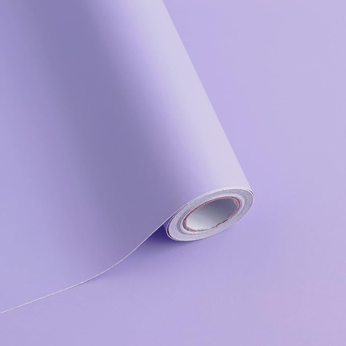 393"x17.7" Peel and Stick Wallpaper Solid Color Purple Contact Paper Self Adhesive Removable Wallpaper for Wall Covering Vinyl Rolls