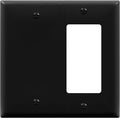 ENERLITES Combination Decorator Rocker/Blank Outlet Wall Plate, Standard Size, 2-Gang 4.50 inch x 4.57 inch Light Switch Cover, Polycarbonate Thermoplastic, UL Listed, 880131-BK, Black