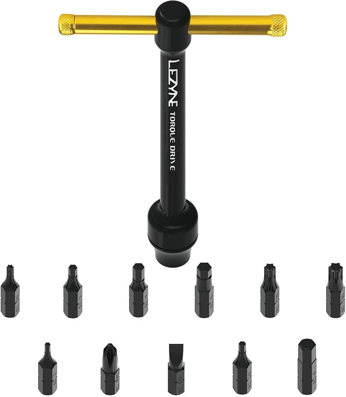 LEZYNE Torque Drive Bike Multi-Tool, CNC Machined Aluminum, Magnetic Hold, 11 Interchangeable Bits, Cross-Head & Flathead, Compact, Portable Bicycle Torque Wrench Kit