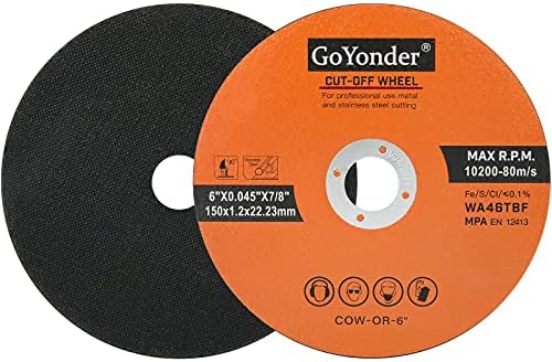 GoYonder 6 Inch Cut Off Wheels 6" x 0.045" x 7/8" Cutting Wheels for Die Grinders Cutting Discs 50 Pack