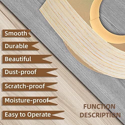 GSCIT Club Oak Edge Banding, 2 inch x 250ft roll of Veneer Edge Banding - Pre-glued Flexible, Real Wood Tape for Cabinet Repair & Furniture Restoration