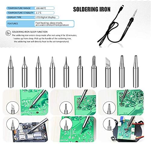 2 IN 1 750W LED Digital Soldering Station Hot Air Gun Rework Station Electric Soldering Iron For Phone PCB IC SMD BGA Welding SET 110V (8588D SET1)