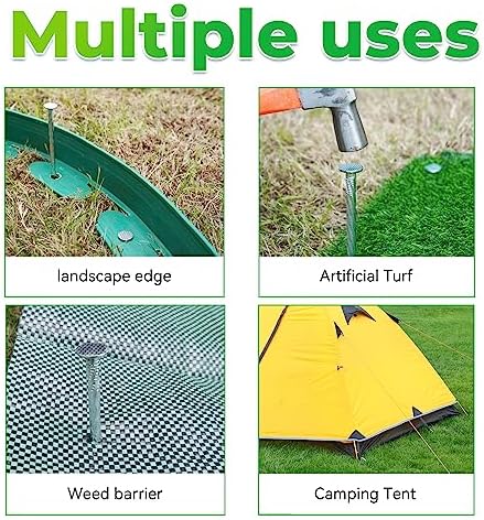 6.3-Inch Galvanized Heavy-Duty Landscape Stakes, (300-Pack) Spiral Metal Turf Spikes for Artificial Grass, Paver Edging, Weed Barrier, Securing Fences and More
