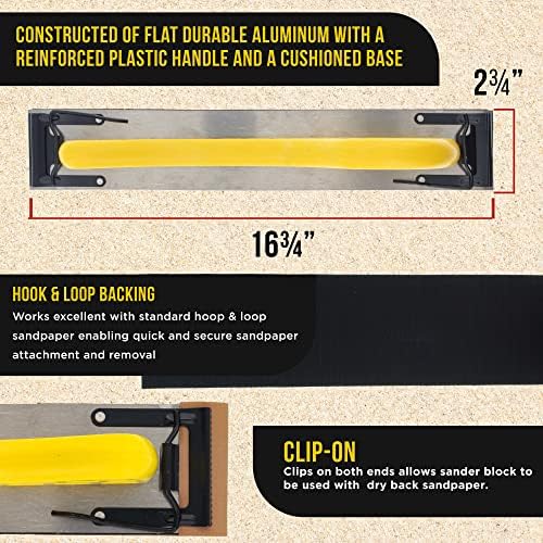 Dura-Gold Pro Series Longboard Hand Sanding File Sander Block - Hook & Loop Backing and PSA Backing Adapter Pad & 600 Grit PSA Longboard Sandpaper 20 Yard Roll, 2-3/4" Wide