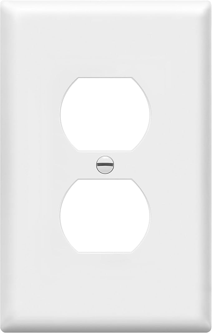 ENERLITES Duplex Receptacle Outlet Wall Plate, Electrical Outlet Cover, Mid-Size Size 1-Gang 4.88" x 3.11", Unbreakable Polycarbonate Thermoplastic, UL Listed, 8821M-W, White