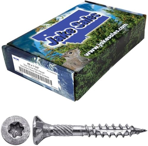 #8 x 1-1/4" Silver Star Stainless Steel Wood Screw Torx/Star Drive Head - Grade 305 Stainless Steel Torx/Star Drive Wood Screws - (5 Pound CASE ~10350 Screws)