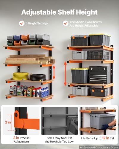 VEVOR Lumber Rack, 4-Tier 4-Pack 110 lbs per Tier, Foldable Wood Storage