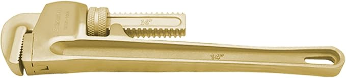 WEDO Pipe Wrench 50 * 350mm,Non-Sparking Pipe Wrench,Spark-Free Straight Plumbing Wrench,Aluminum Bronze