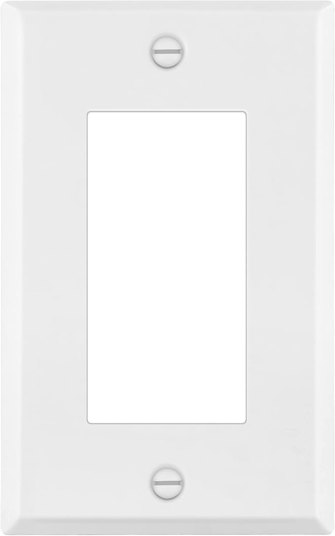 ENERLITES Decorator Switch Metal Wall Plate, Outlet Cover, Corrosion Resistant, Standard Size 1-Gang 4.50" x 2.76", Powder Coated Stamped Steel, 7731-WM, White Matte