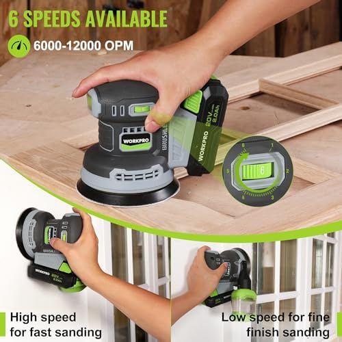WORKPRO 5-Inch Cordless Random Orbital Sander 20V Brushless Electric Sander