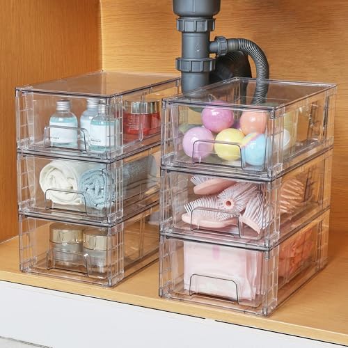 Vtopmart 8 Pack Stackable Clear Drawer with Dividers