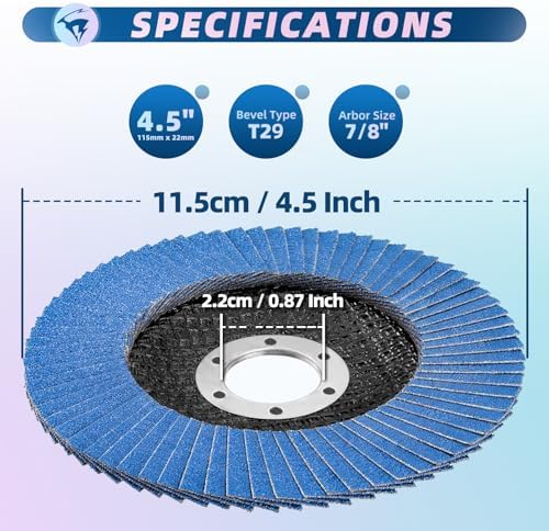 10 Pack Flap 4 1/2" x 7/8" for Angle Grinder, 40 Grit T29 Flap Sanding Discs, 4 1/2 Inch Grinding Wheels, Zirconia Grinding Discs for Metal, Wood, and Stainless Steel Finishing