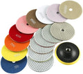 LOZLIN 4" Diamond Polishing Pads 16PCS 50-10000 Grit Hook & Loop for Stone