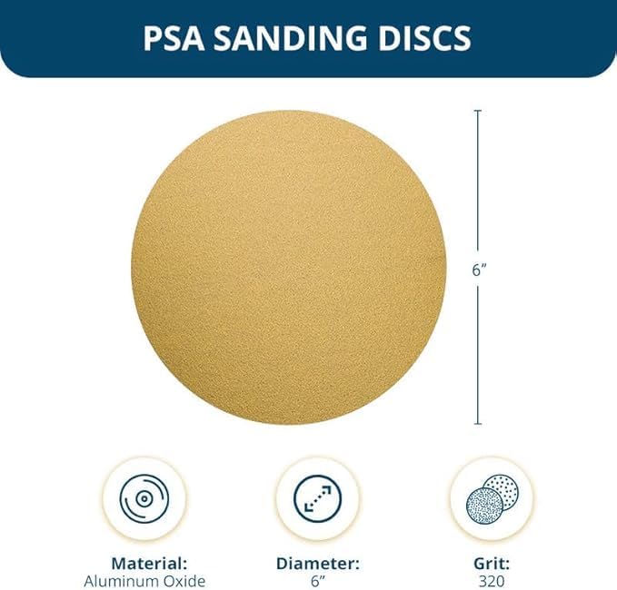 Benchmark Abrasives 6" PSA Gold Sanding Discs, 320 Grit, 100-Count