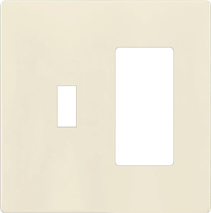 ENERLITES Combination Toggle/Decorator Light Switch Plate, Double Switch Wall Plate, Standard Size 2-Gang 4.68" x 4.73", Polycarbonate Thermoplastic, Gloss Finish, SI881131-LA, Light Almond