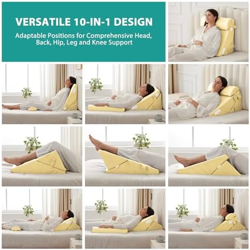 Bedluxe Wedge Pillow Set for After Surgery, Orthopedic Bed Wedge Yellow