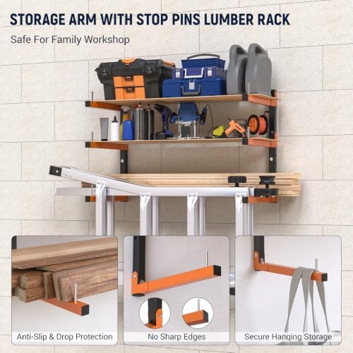 4 Pack Lumber Storage Rack, 6 Tier Heavy Duty Wood Storage Shelves, 1320LBS