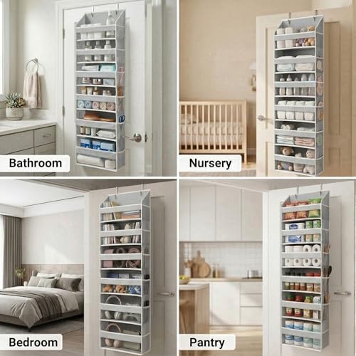 HOMELUX THEORY Over the Door Organizer, 6-Tier, 100D Fabric, Light Gray 2pc