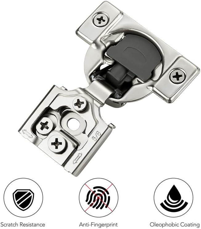 Ravinte 10 Pack 5 Pair 5/8 inch Overlay Soft Close Kitchen Cabinet Hinges Stainless Steel Adjustable Kitchen Hinges Satin Nickel Cabinet Hardware