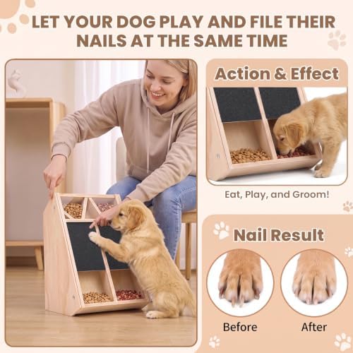 Yookeer Dog Nail Scratch Board with 2 Treat Box for Small Medium Dogs