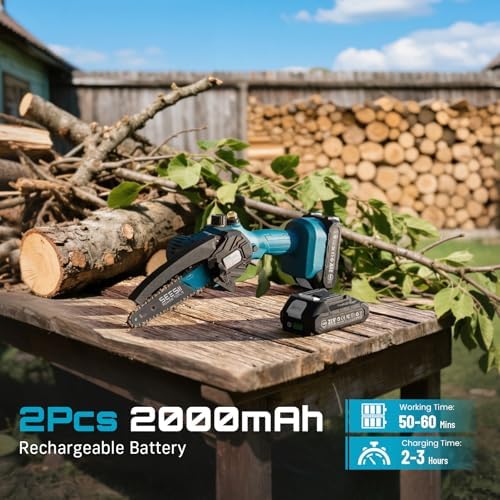 SEESII 6-Inch Mini Chainsaw Cordless with Oiler System