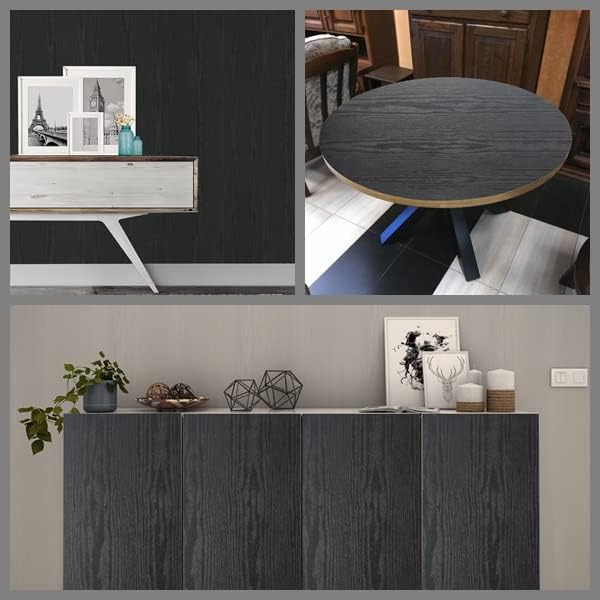 Arthome Peel and Stick Contact Paper Black Wood Wallpaper Self-Adhesive & Removable Vinyl Wall Paper for Countertop Furniture Kitchen, Easy to Clean, (33" x 120")