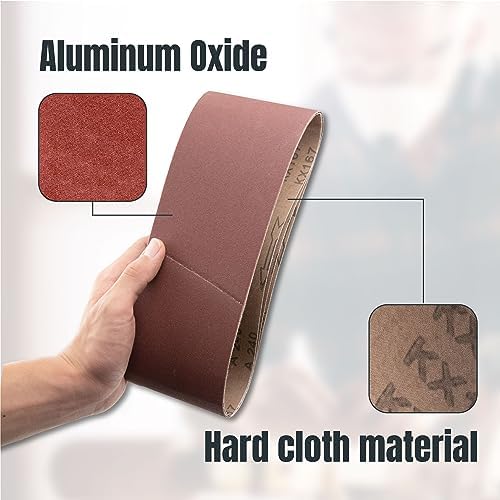 POWERTEC 4 x 24 Inch Sanding Belts, 10 PK, 240 Grit, 4x24 Belt Sander Sanding Belts Assortment, Aluminum Oxide Sandpaper for Oscillating Belt Sander, Woodworking, Metalworking (110040)