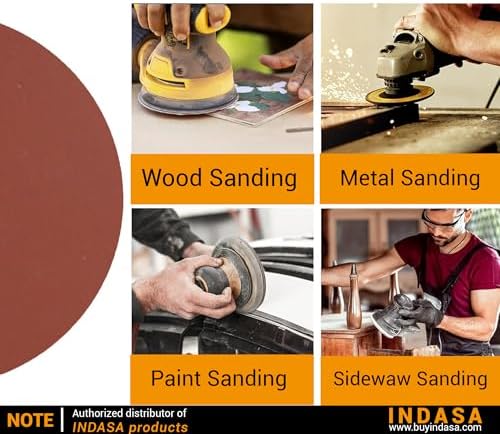 Indasa 5" Rhynostick 100 PCS – 320 Grit, PSA Sanding Discs – High-Performance Abrasive, 250°F Heat-Resistant, Clog-Free, No Residue – Aluminum Oxide Plus Lubricant