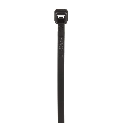 Panduit PLT2M-M0 Pan-Ty Standard Locking 8" Cable Tie, Curved Tip for Easy Threading, Indoor/Outdoor, UV/Weather-Resistant Nylon 6.6, 18 Lb. Tensile Strength, Cord Management, Black (Pack of 1000)