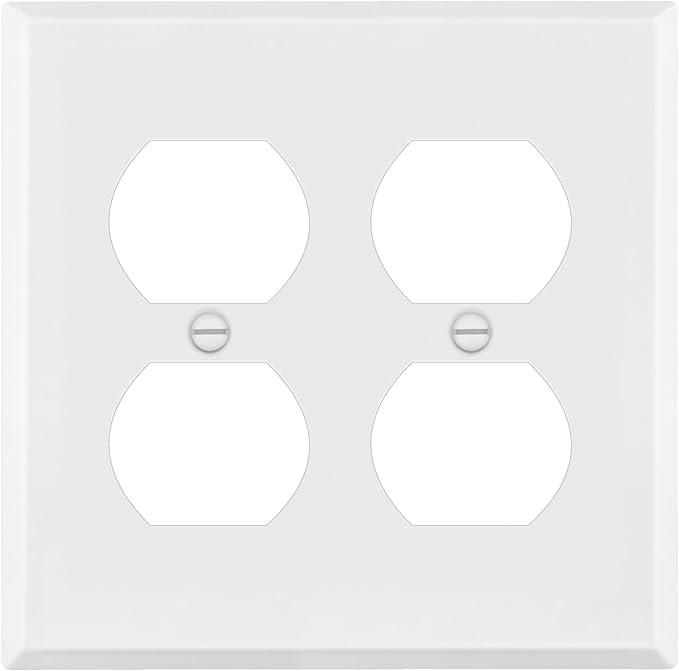 ENERLITES Double Duplex Receptacle Metal Wall Plate, Outlet Cover, Corrosion Resistant, Standard Size 2-Gang 4.50" x 4.57", Powder Coated Stamped Steel, 7722-WM, White Matte