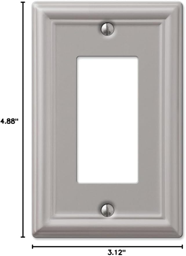 Amerelle 149RBN 1 Rocker Wall Plate, 1 Duplex Outlet, Brushed Nickel