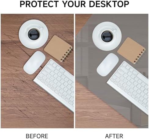 VASUHOME 24" x 18" Grey Tempered Glass Desk Mat - Multi-Functional Desk Pad for Keyboard and Monitor Protection, Dry Erase Surface, Ideal Table Top Protector for Home & Office