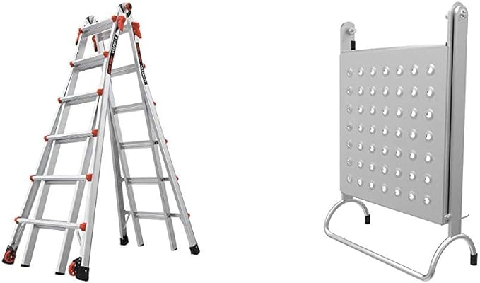 Little Giant Ladders Velocity (15426-001) with Wheels and Little Giant Ladder Systems Work Platform (10104)