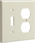 Bates- 2-Gang Combination Wall Plate, 4.5"x 4.57"/Standard Size, Ivory, Toggle Light Switch/Duplex Receptacle Outlet, 2 Gang Wall Plate for Electrical Outlets, Double Outlet Cover Plate