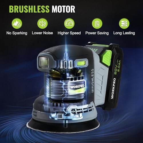 WORKPRO 5-Inch Cordless Random Orbital Sander 20V Brushless Electric Sander
