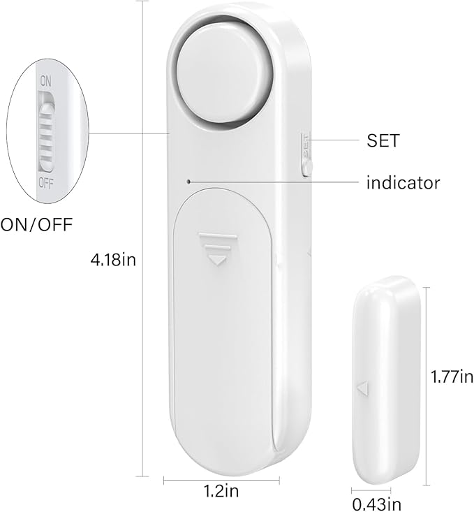 2-Pack Window and Door Alarms When Opened for Kids Safety/Dementia Safety/Home Security, Wireless Sliding Front Door Opening Sensor Alarm with Remote, 120dB Burglar Alert for House/Bedroom/Apartment