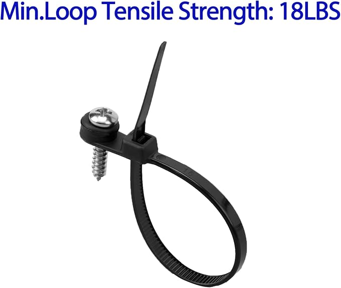 XINGO 100 PCS 4 inch Black Zip Ties with Screw Hole, 18 lbs Mountable head Cable Tie, Multipurpose Heavy Duty Nylon Zip Tie for Indoor And Outdoor Use