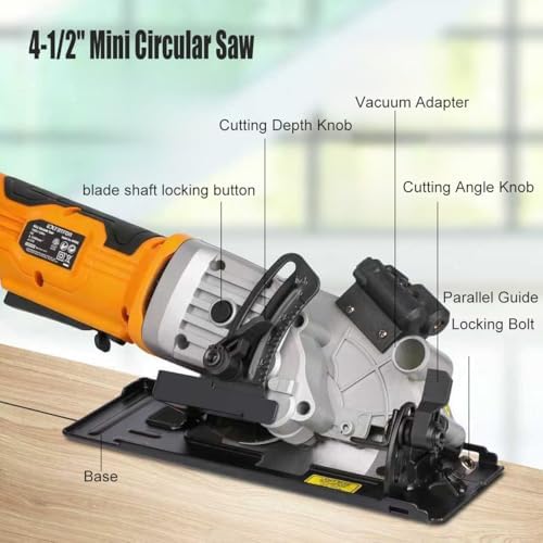 4.8A Power Circular Saw Corded,4000RPM Laser Guide 45° Max Angle