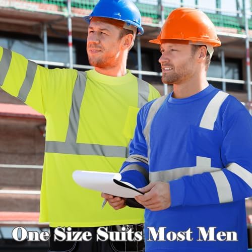 Amylove 4 Pcs Long Sleeve High Visibility Safety Shirts,XL,Yellow, Blue