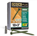 Deck Plus 3 Inch Epoxy Coated Exterior Wood and Fence Screws #10 x 3 Torx/Star Drive Included Coarse Thread, Outdoor Rust Resistant Decking Screw, Green, 1lb Box, 62 Pieces | 48404