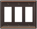Amerelle 149RRRDB Chelsea Wallplate, 3 Rocker, Steel, Aged Bronze, 1-Pack