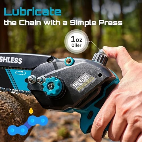SEESII 8 Inch & 6 Inch Mini Chainsaw Cordless with 2 Batteries & Auto Oiler