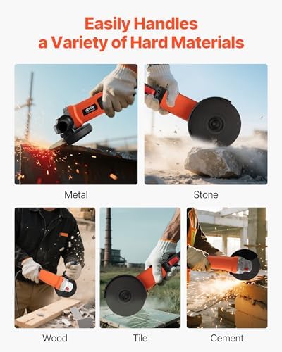 VEVOR Angle Grinder, 7" Electric Grinder Power Tool, 13Amps 8500RPM High-Speed Corded Angle Grinders with 270° Adjustable Dust Guard for Metal Grinding, Cutting, Rust Removal (Disc Not Included)