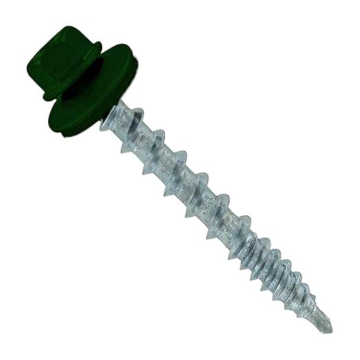 Fasteners Plus ST Fastening #10 x 1-1/2" Kwikseal Woodbinder Metal Roofing Screws Metal-to-Wood Forest Green (Pack of 250)
