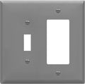 ENERLITES Combination Toggle Light Switch/Decorator Light Switch Plate, Double Switch Wall Plate, Mid-Size 2-Gang 4.88" x 4.92", Polycarbonate Thermoplastic, 881131M-GY, Gray